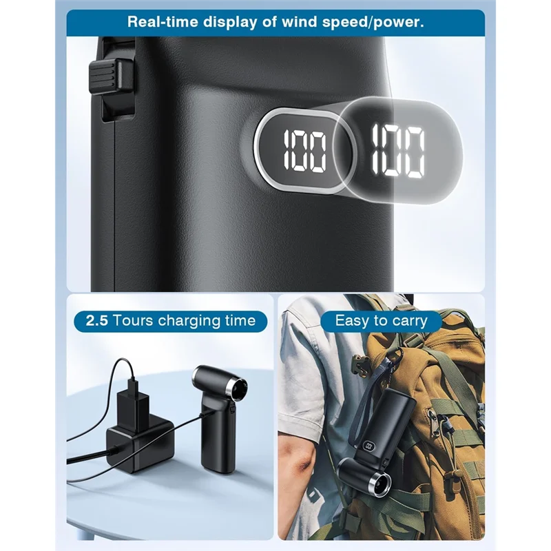 Electric Compressed Air Duster Cordless: 60 MPH High Wind Speed Mini Air Blower For Electronics Computer Cleaner Hand