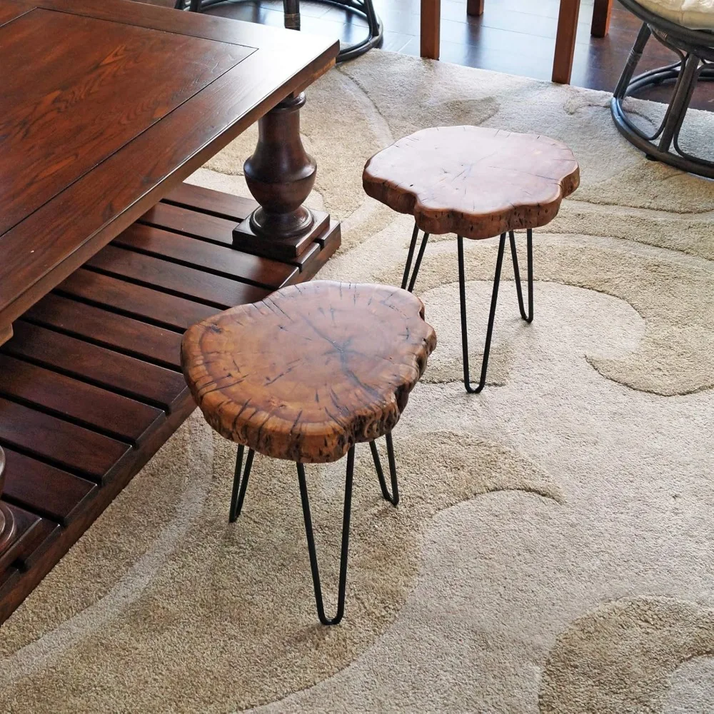 طاولة نهاية شجرة التاريخ بحافة حية ذات شكل فريد، 13 عرض × 12 عمق × 16 ساعة، مناسبة لحامل النباتات في غرفة المعيشة أو غرفة النوم أو المنزل O