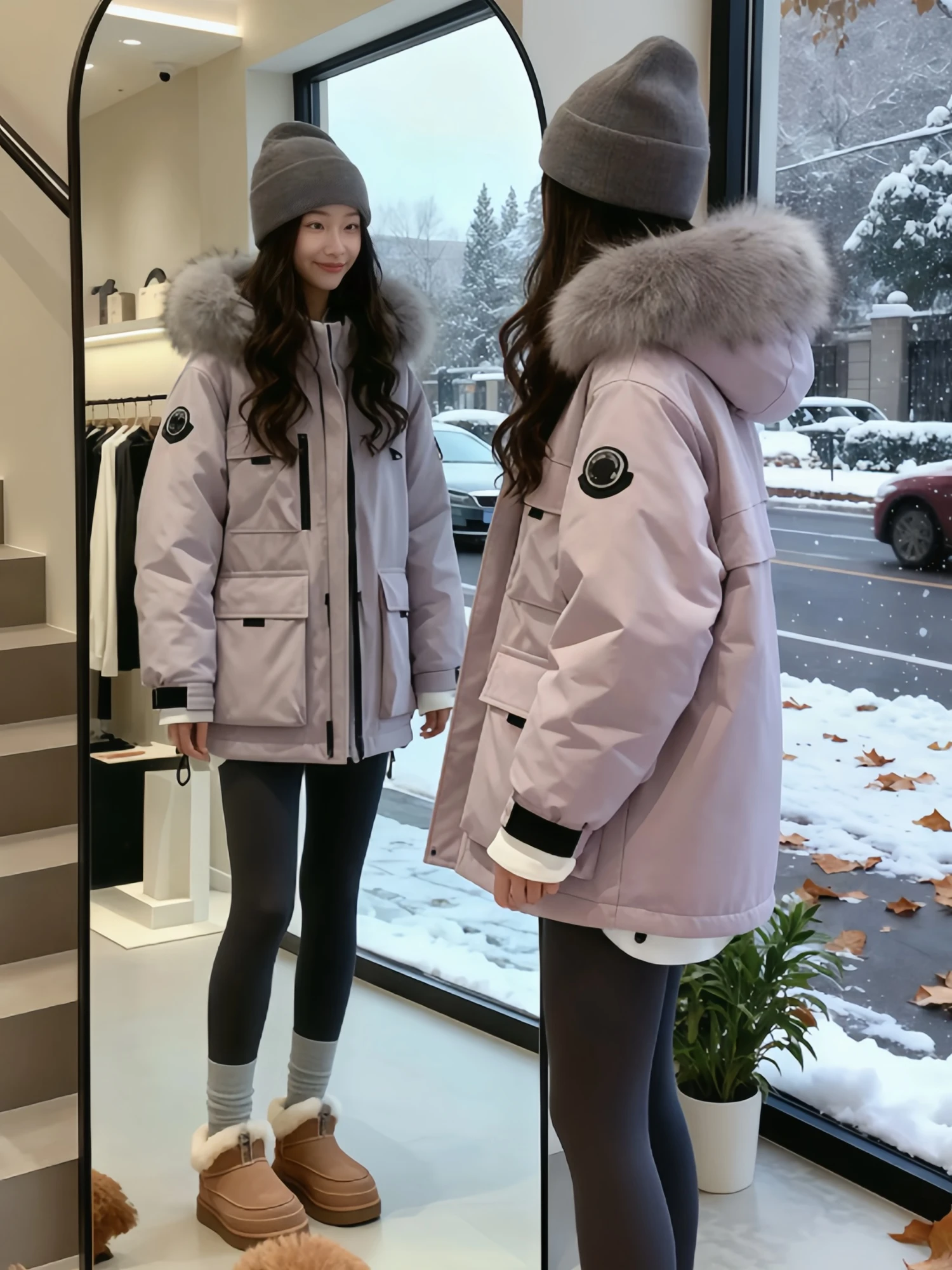 

Модная утепленная хлопковая куртка большого размера с меховым воротником, повседневная, в корейском стиле, с длинными рукавами, с капюшоном