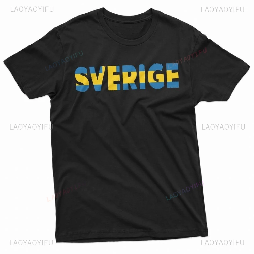 

Sverige Швеция патриотический национальный флаг графические футболки подарок любовнику шведский друг одежда летняя хлопковая футболка высокого качества