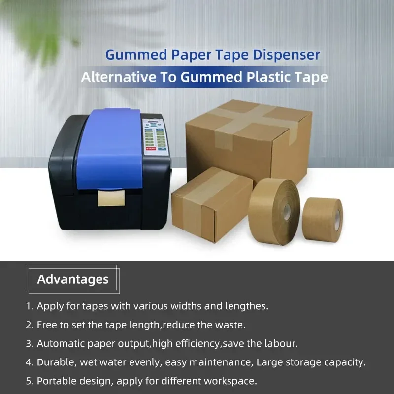 Electronic adhesive paper water activated tape dispenser machine