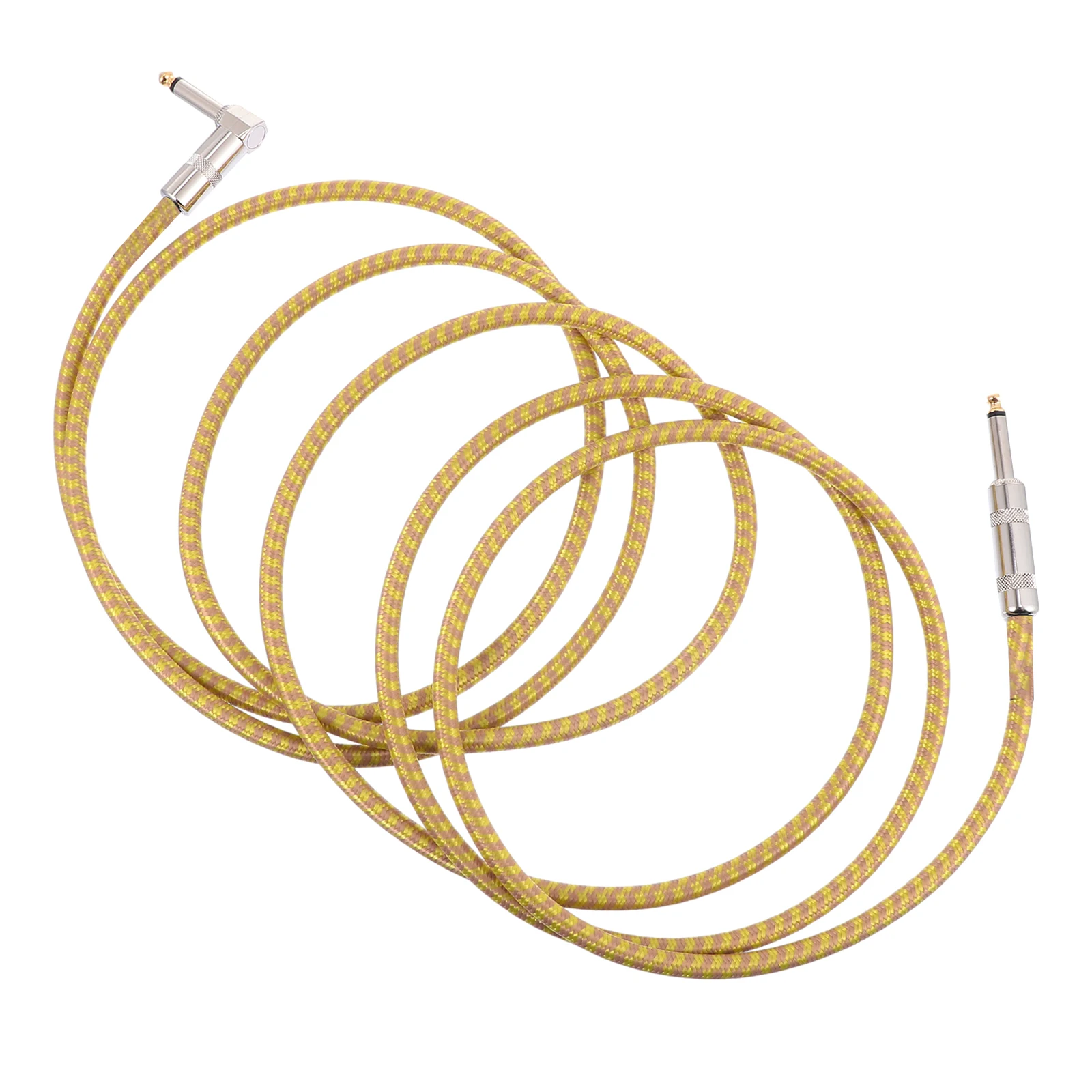 

6.35Mm Right Angle Guitar Audio Cable Male To Male Braided Shield Noise Rejection Stable Signal Transmission Electric Bass
