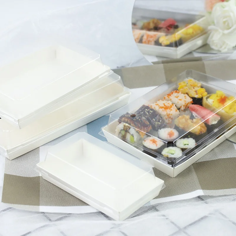 Disesuaikan produk dapat didaur ulang restoran Sushi Takeout Togo kotak kertas wadah makanan ringan dengan tutup