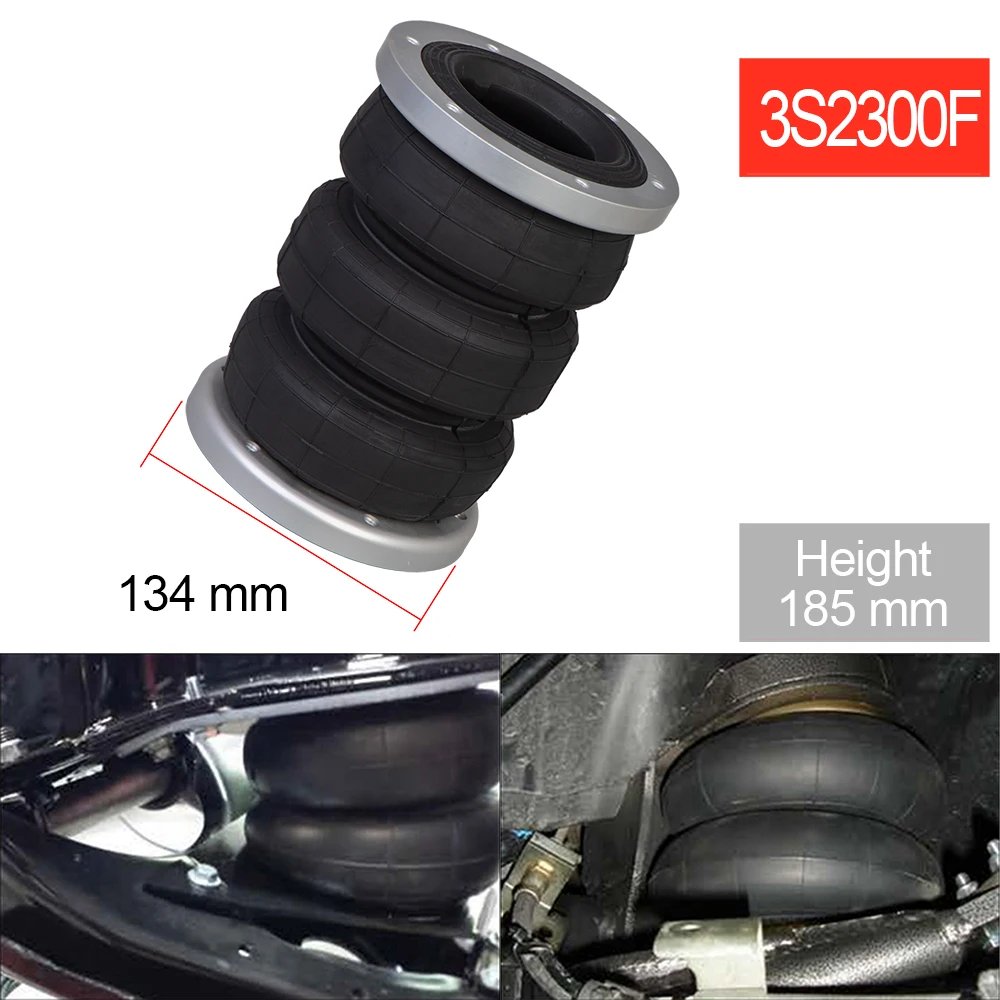 2pcs 3Rows Air Ride Bags Air Ride Suspension Kit Bag Pneumatic Bag Shock Absorber 3S2300F with Aluminium Flange