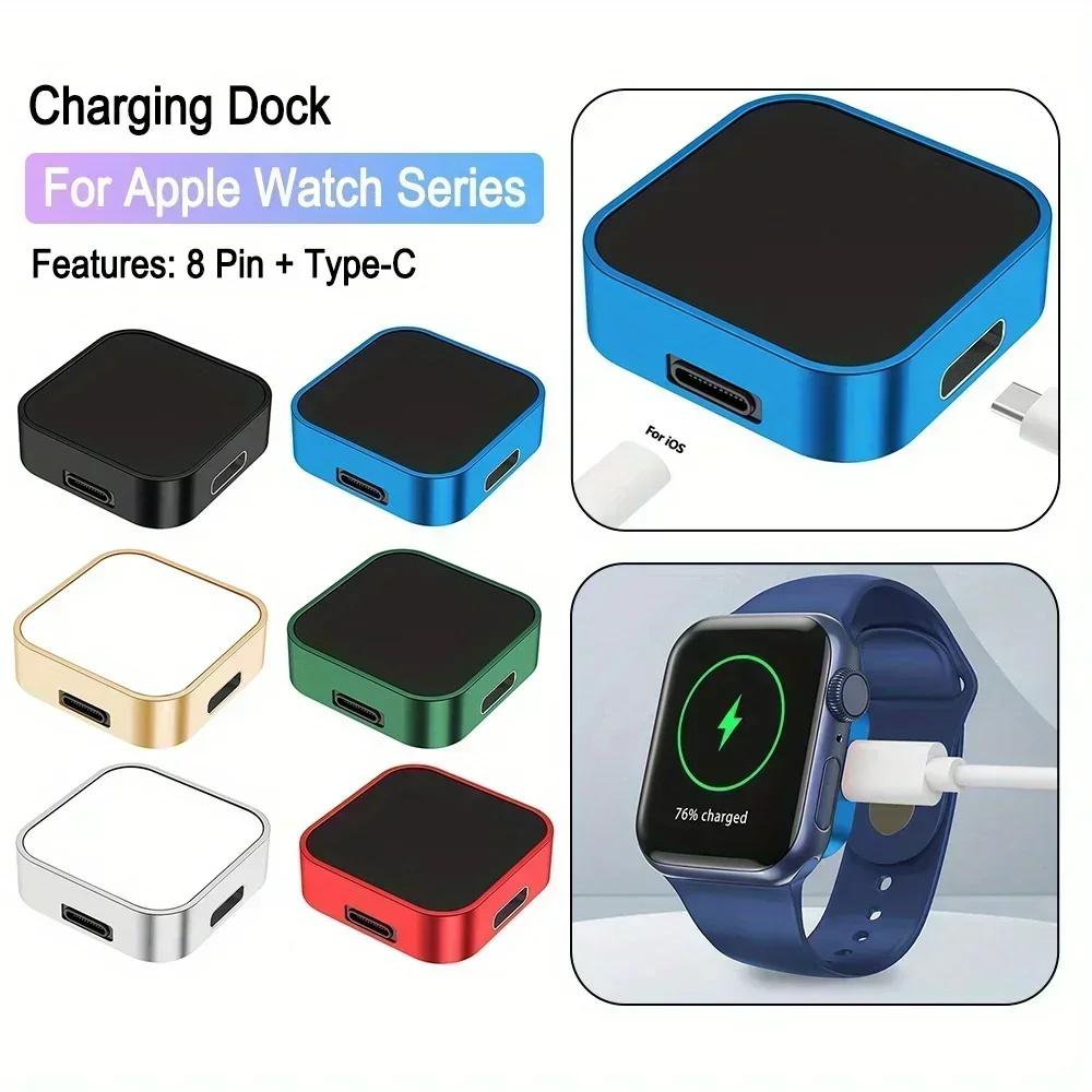 Magnetic Watch Wireless Charger Pad for Apple Watch 9 8 7 6 5 SE 4 3 2 Ultra iWatch Dock Adapter Type C 8 Pin Portable Charging