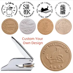 Exlibris Stamp for book,Personalized embosser Stamp,Custom From the library of Stamp,This book belongs to Embossing Book Seal