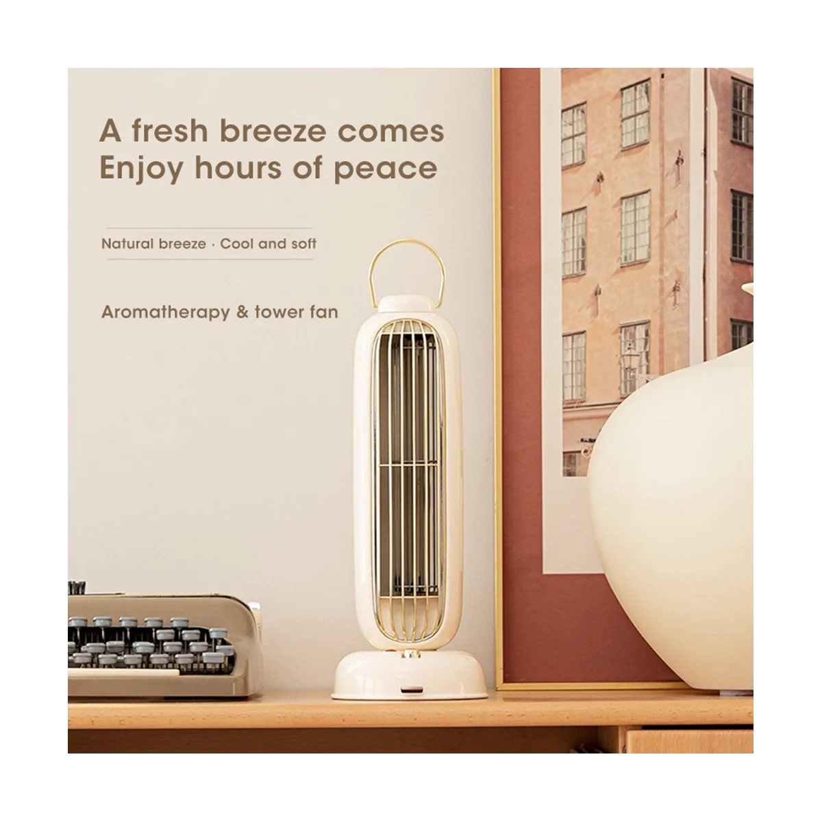 Tower Fan Bladeless Portable Desktop Air Cooler Vertical Fan Aromatherapy Rechargeable Desk Cooling Fans for Home Study