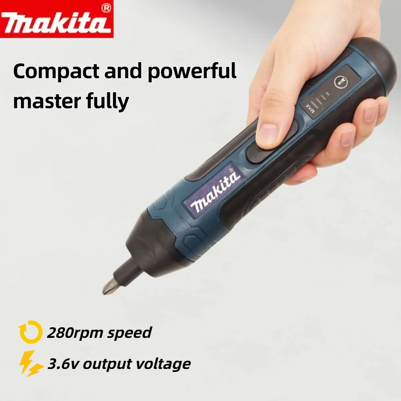 Makita Cordless Electric Screwdriver, 1300mAh Rechargeable Adjustable Torque Power Drill, Multi-function Disassembly Repair Tool