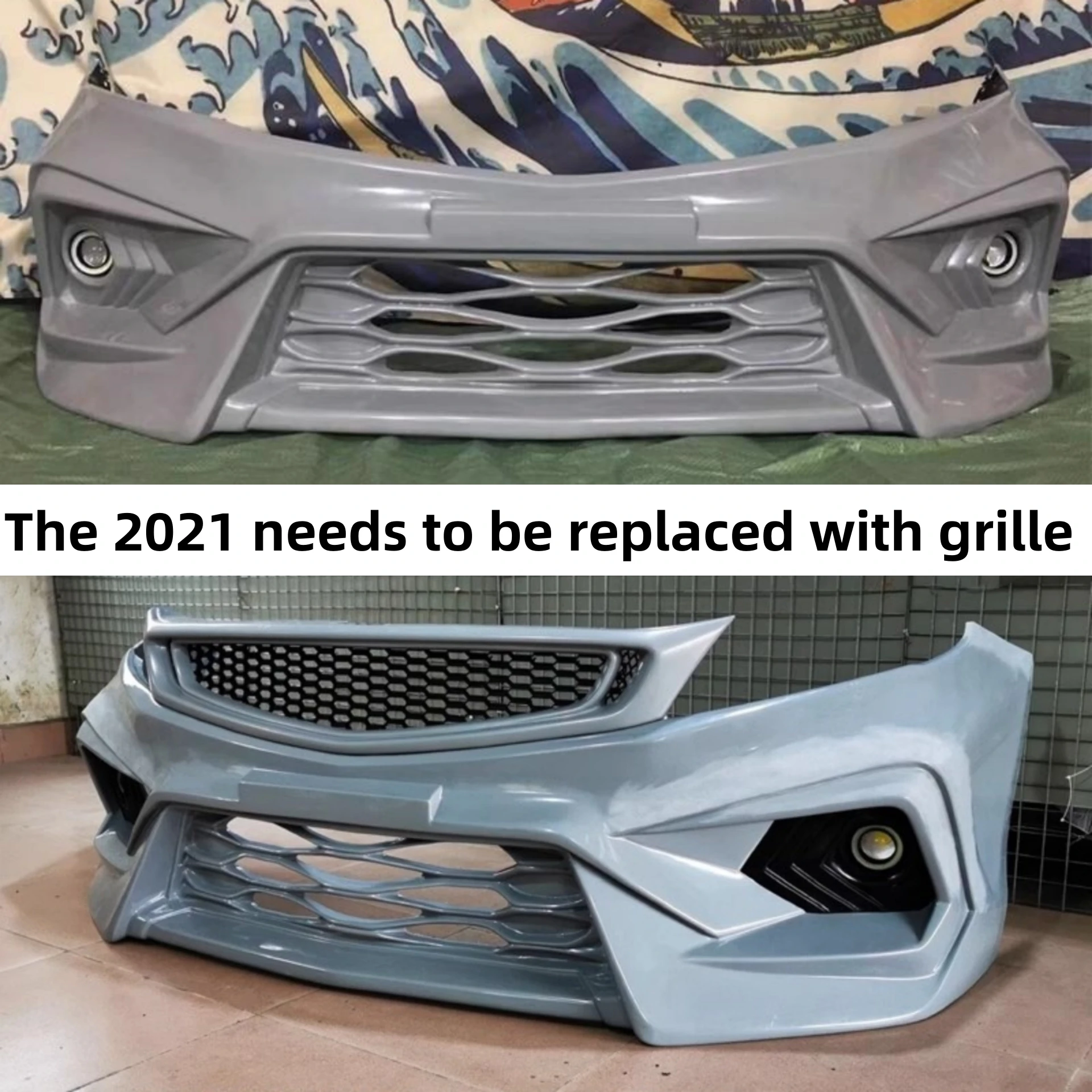 

Front Bumper Grille Shovel for Geely BINRAY 2018-2020 2021 Modified New Style Unpainted Car Body Kit