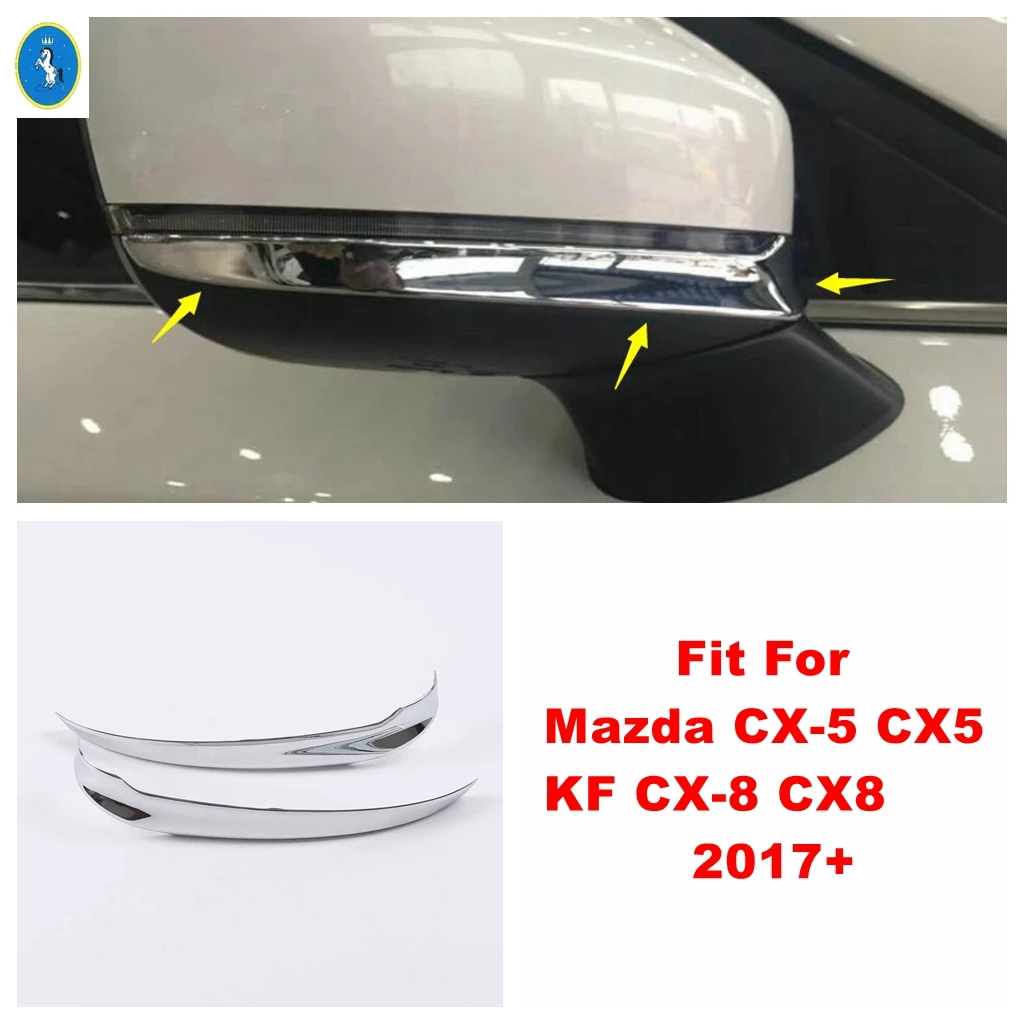 

Chrome Car Rearview Mirror Strip Cover Trim Decor Frame Moulding Exterior Accessories For Mazda CX-5 CX5 KF CX-8 CX8 2017 - 2024