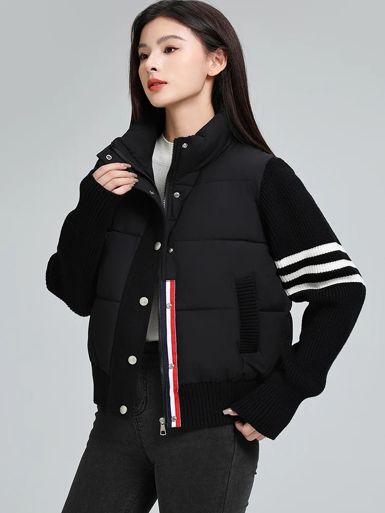 Or Capispalla da donna in cotone con giuntura lavorata a maglia Jaet Autunno Inverno Sle Cappotto in cotone color sangue dal design semplice per donna