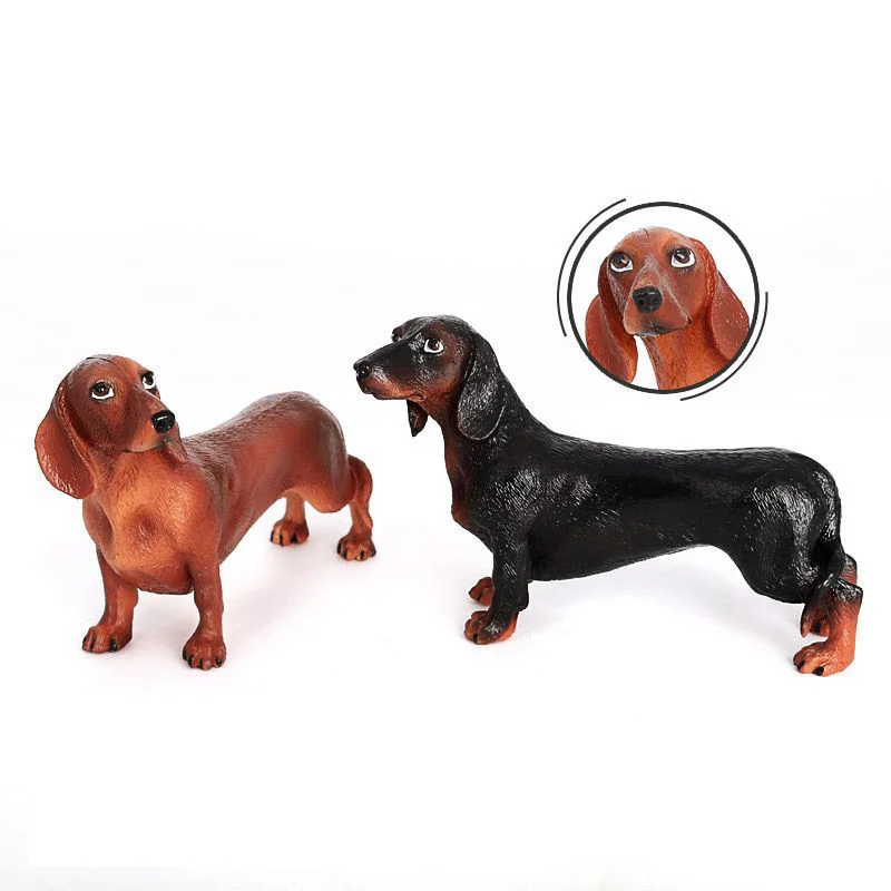 

2022 Realistic Simulation Solid Animal Toy Dog Model Brown Dachshund Action Figures Models Collection Toys for Children Kid Gift