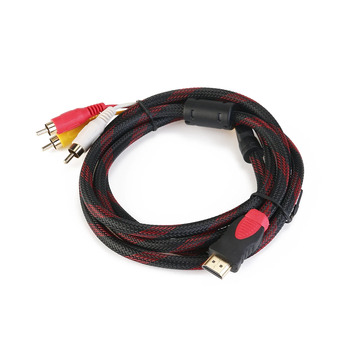 

1.5M 5Ft To 3 Male Audio Video Component Converter Cable Hdtv 1080P Gold Plated Connectors Reinforced