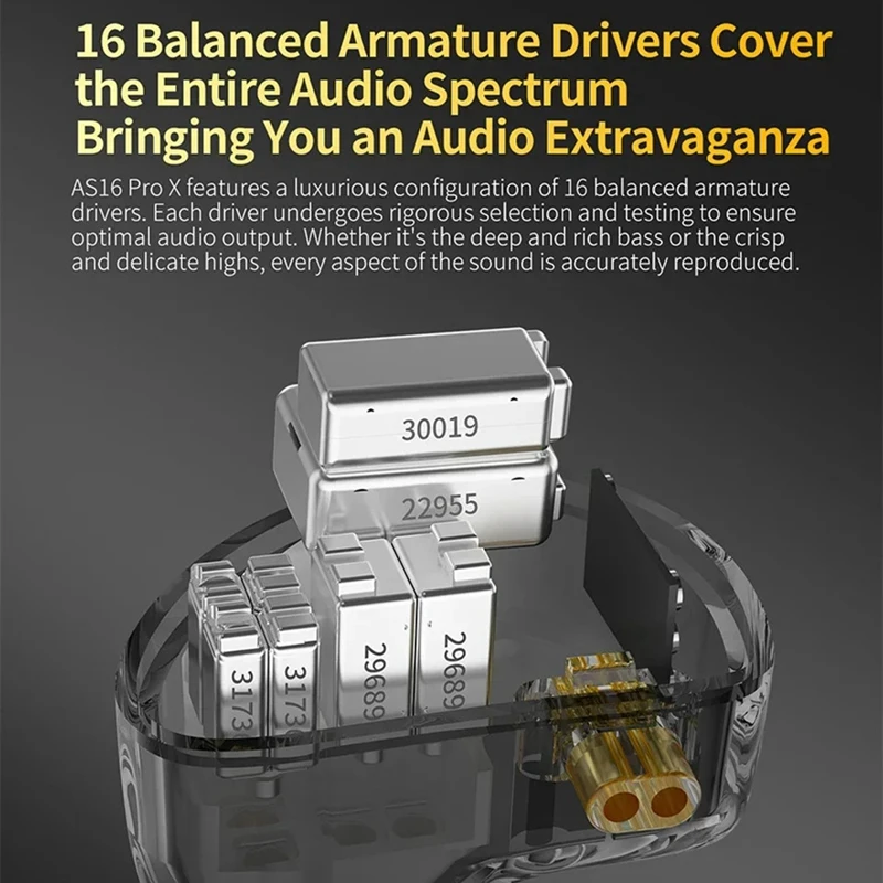 AS16 PRO X 16BA 8 Balanced Armature หูฟังชนิดใส่ในหูคุณภาพเสียงสูงชุดหูฟัง Hifi Monitor หูฟังเพลง