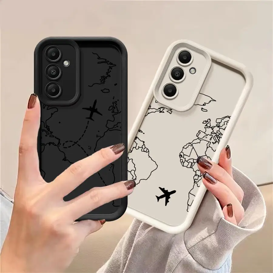 Travel Airplane Route Design phone case for Samsung Galaxy A54 A53 A34 A23 A16 A12 A53 A52 A32 A35 A14 tpu funda waterproof caso