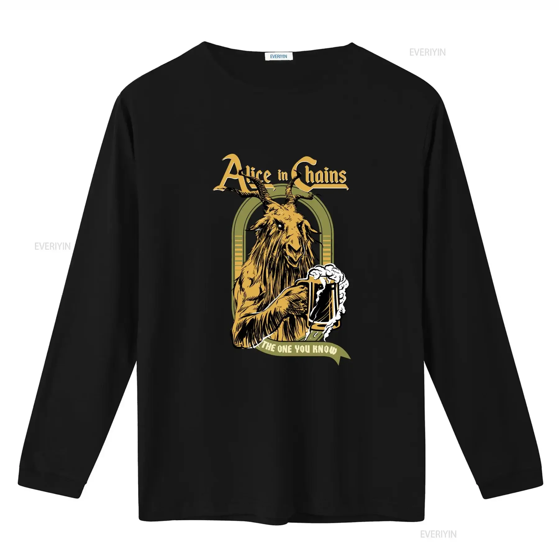New Rare Alice in Chains Men's T Shirt Unique Goat with Beer Mug Print Sizes S 5XL vintage Washed Comfortable fashion Soft