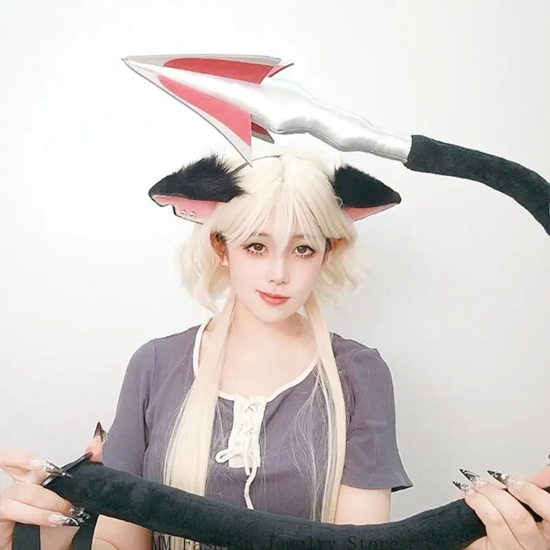 D0UB Pelziger Plüsch-Tierohr-Haarreif, Fursuit-Schwanz, einfach zu tragendes Kostümzubehör für Cosplay-Events,