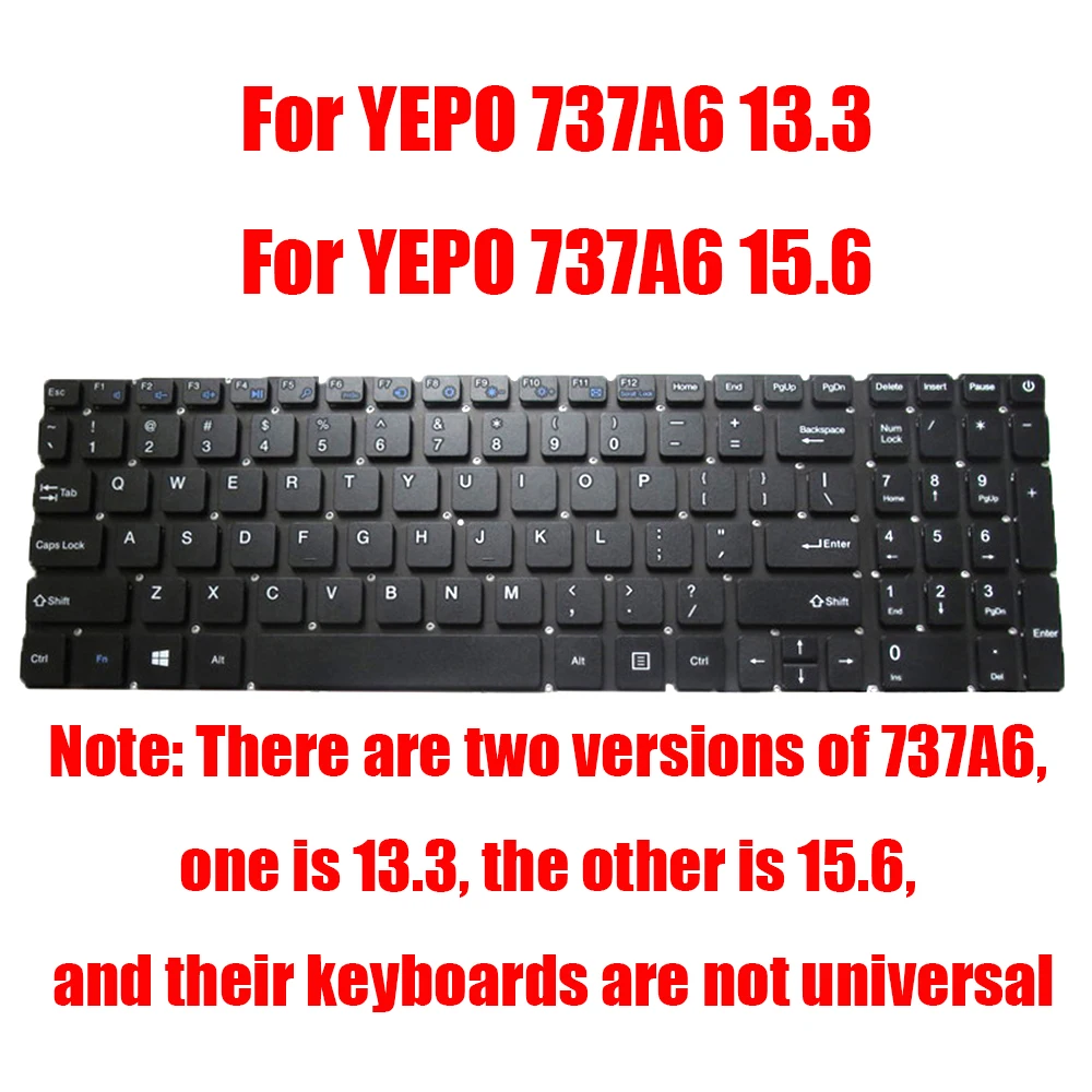 

US SP GK FR BE AR-FR Laptop Keyboard For YEPO 737A6 English Spanish Greek French Belgium Arabic-French Black Without Frame