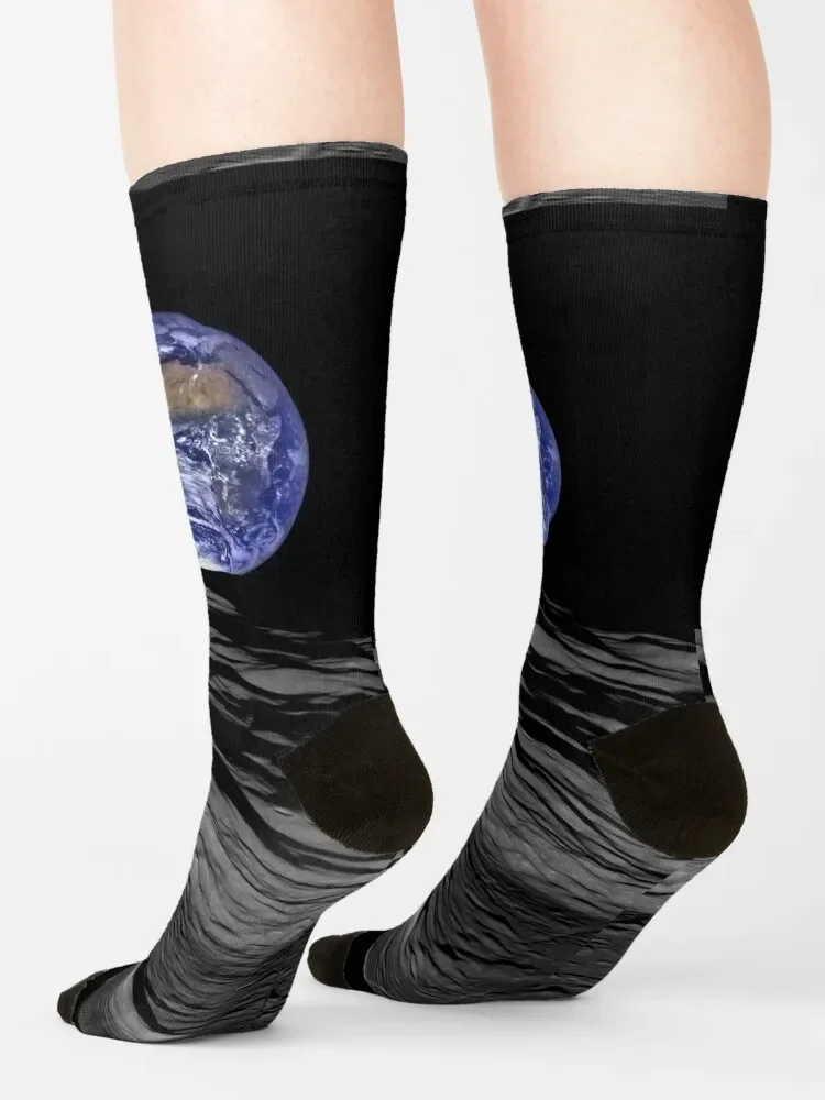 Gambar Bumi dan Bulan Earthrise oleh pengganggu bulan di atas kapal pesiar. Kaos Kaki banyak hadiah Kaos Kaki Wanita Pria