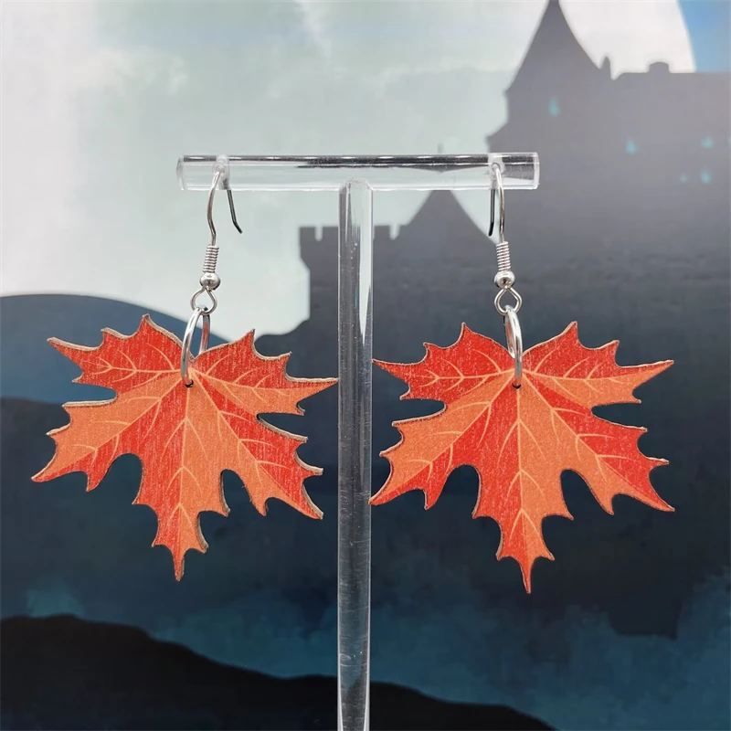 2025 New Trend Maple Leaves Pendants Women's Hook Earrings Irregular Plant Element Dangle Earrings for Female Vintage Earrings