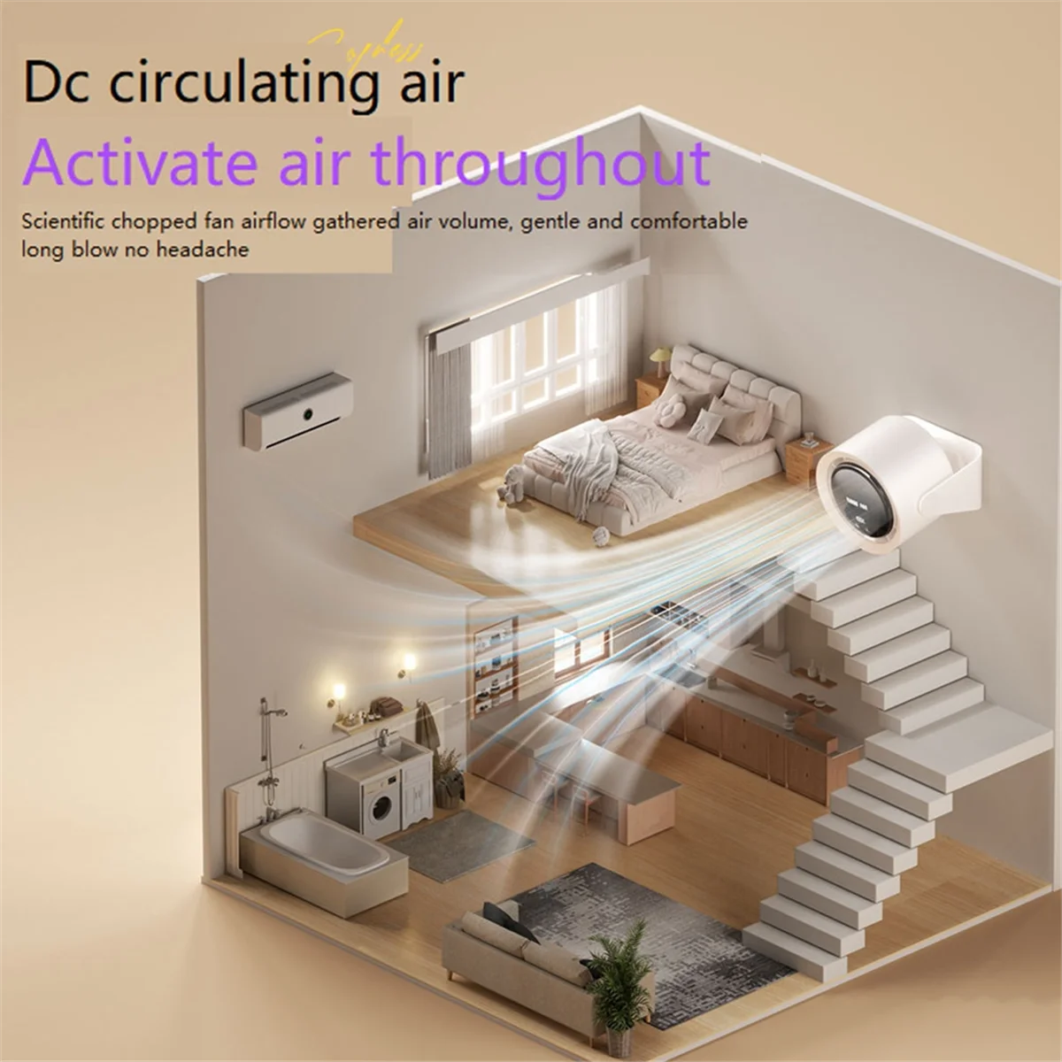 Electric Turbo Fan Wireless Cool Air Circulator Fan USB Rechargeable Desktop Wall Ceiling Fan Cool Air Ventilator,C