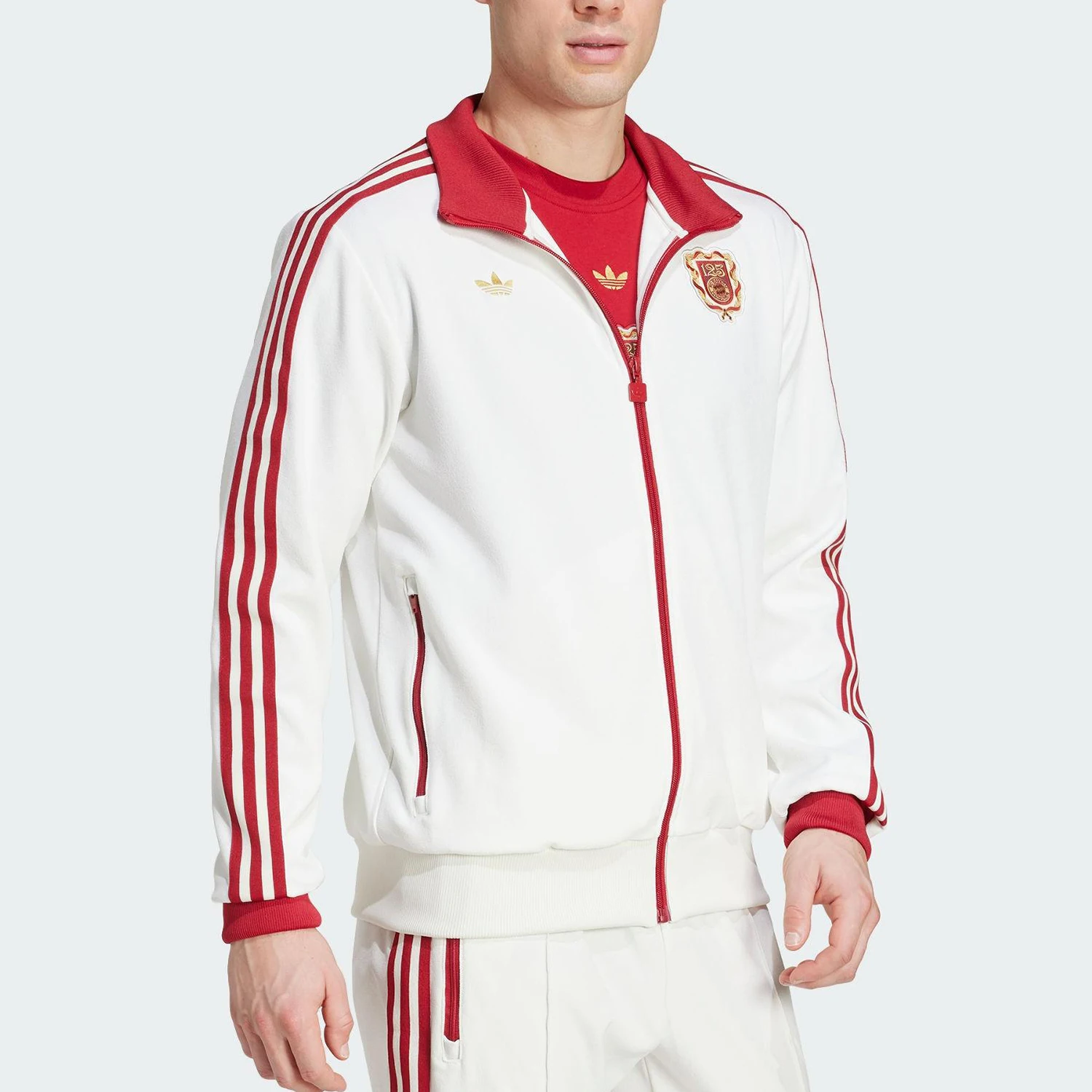 Adidas genuine clover men's classic striped football stand up collar jacket JF0593