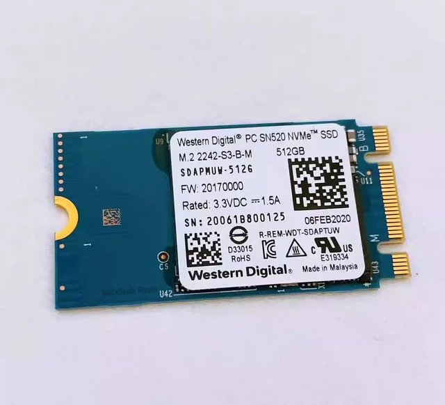 Western Digital WD SN520 M.2 2242 NVME SSD 512GB 256GB 128GB NVMe Internal  solid state