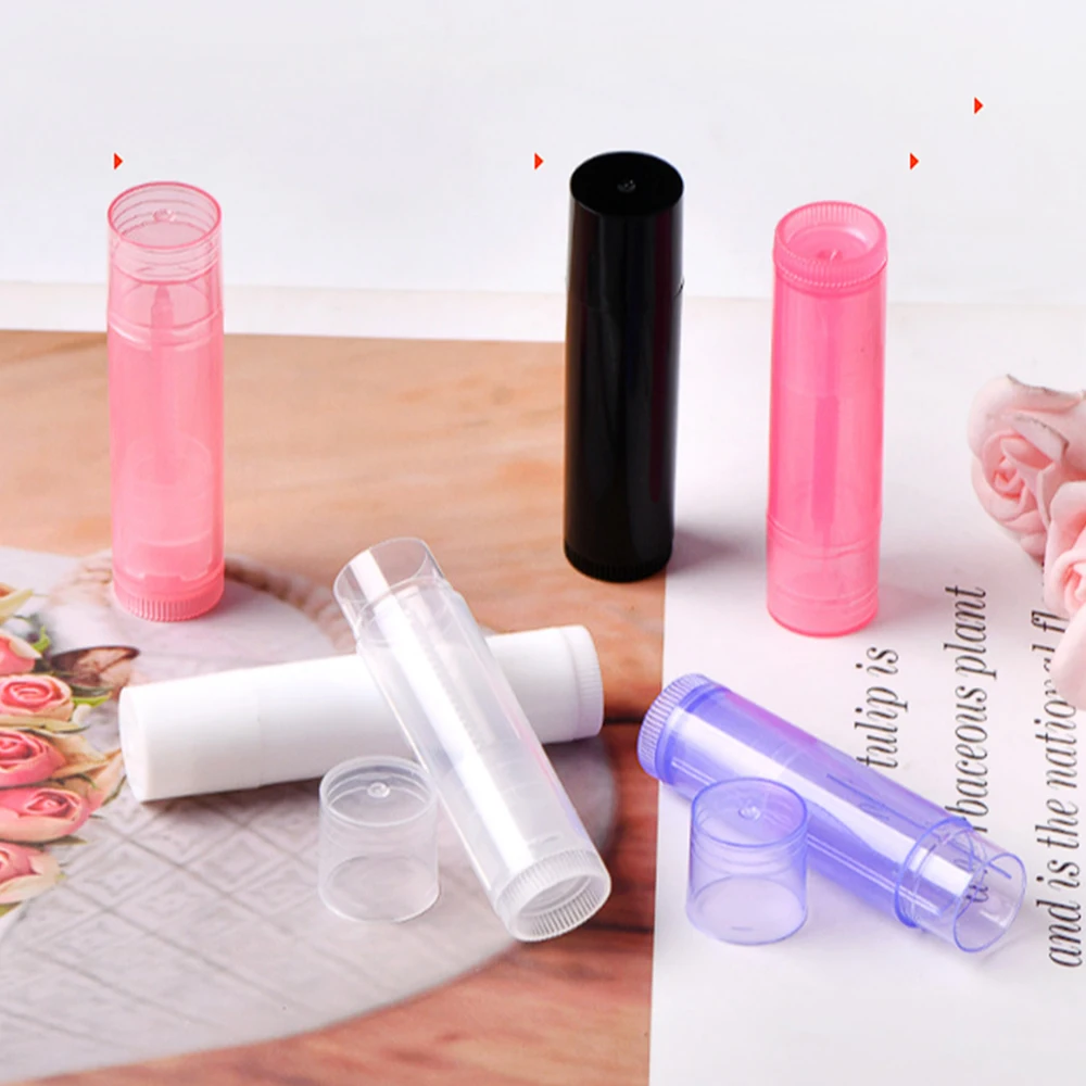 100 X In Stock Wholesale 5g pp empty Transparent Lip Balm Tubes Containers Multi-color Lipstick Tubes