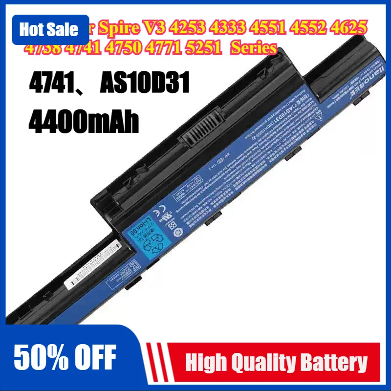 Battery AS10D31 For Acer Spire V3 4251 4252 4253 4333 4551 4552 4625 4738 4741 4750 4771 5251 5551 5741 5741G 5741ZG 7551 Series