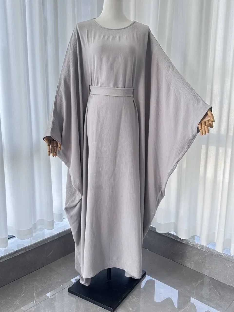 Robe Abaya pour femmes musulmanes, manches chauve-souris, ceintures Jalabiya, Maroc, Dubaï, Eid, Kaftan éducatif, Islam, Robe longue arabe, 2025