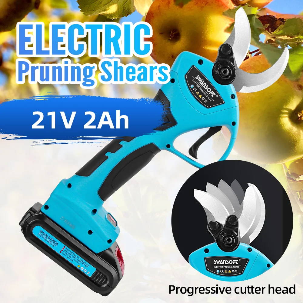 Professional Sharp Cordless Electric Pruning Shears , 21V 2Ah Lithium Battery Tree Branch Trimmers Pruner, 40mm Cutting Diameter