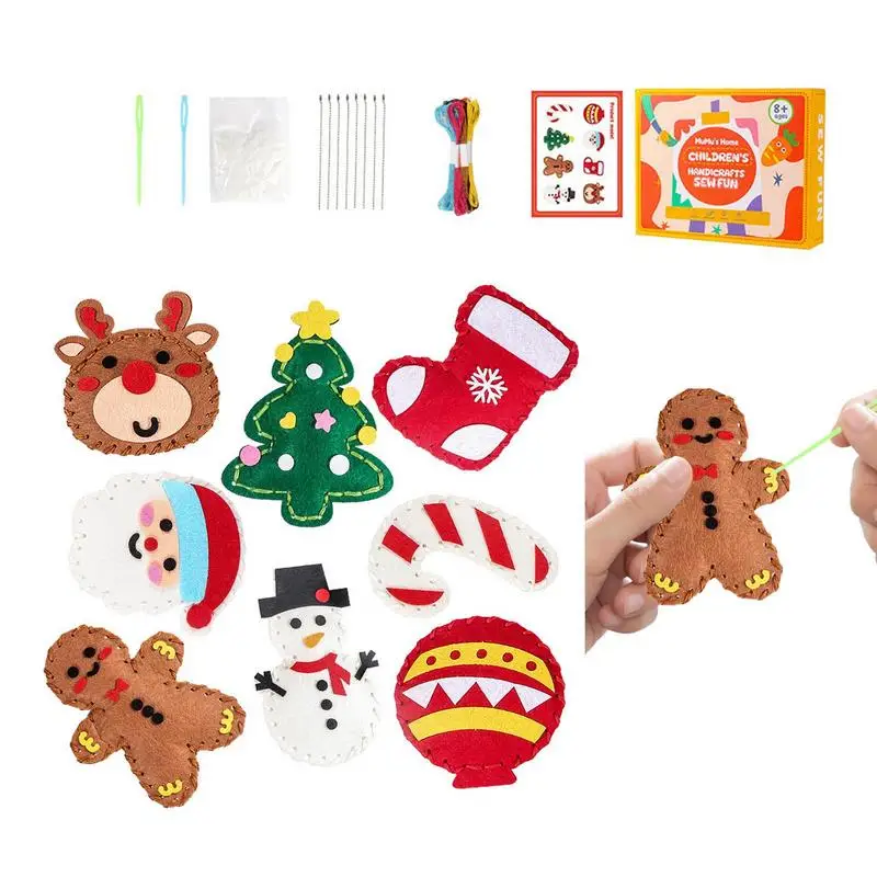 Christmas Series Sewing Craft Kit Santa Claus Snowman Elk Sewing Felt Plush For Kids Beginners Sew Kids Art Christmas Gifts