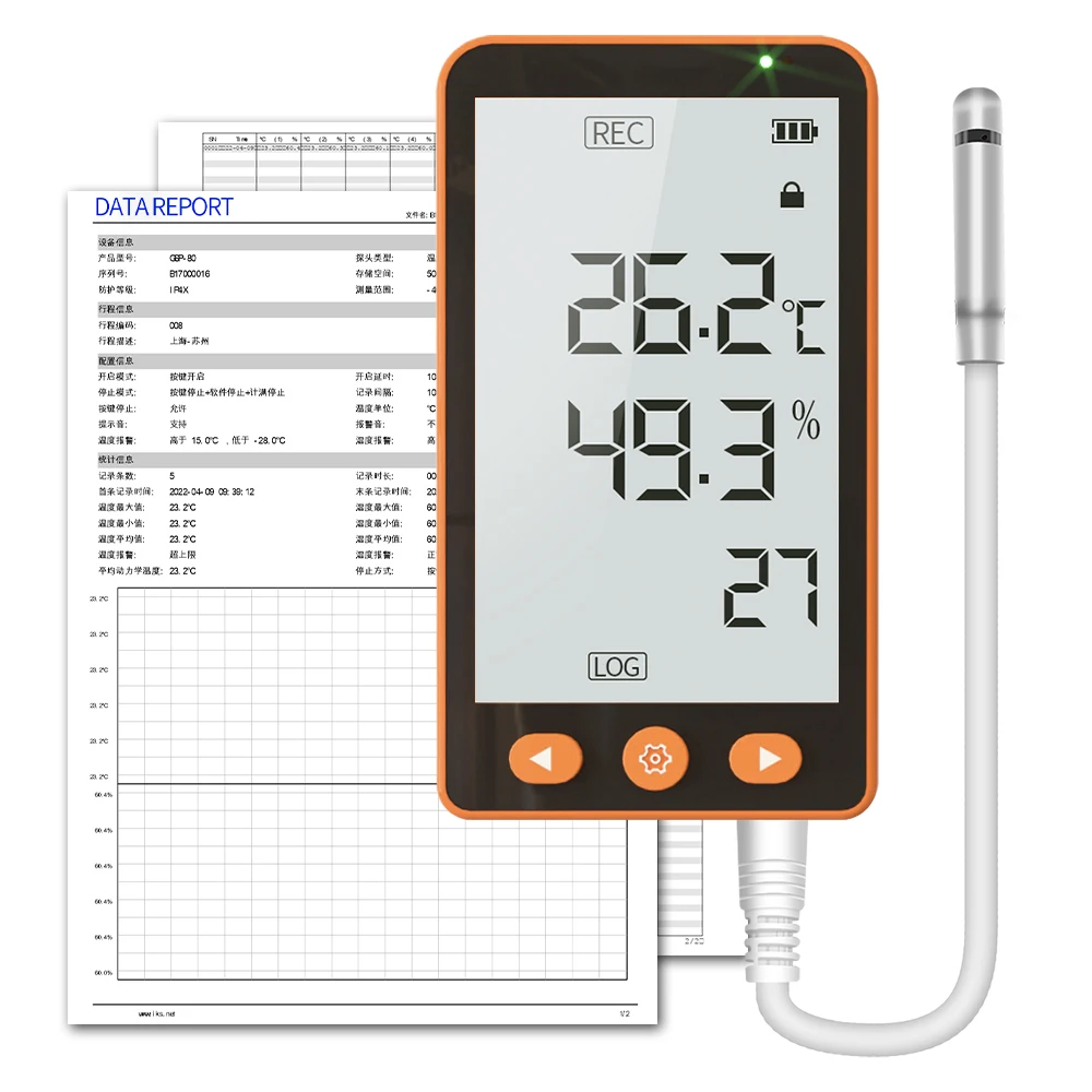 AIKESI GSP-80 Pro Duży, czytelny wyświetlacz LCD FlashLink Wielokrotnego użytku USB Rejestrator danych z zewnętrzną sondą do produkcji gotowych potraw