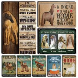 Afghan Hound Vintage Poster Metal Signs Retro Tin Sign Decorative Plaque Room Decoration for Pub Bar Man Cave Club Wall Decor
