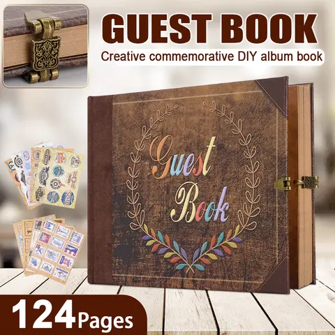124 pages DIY handmade photo book scrapbook our adventure book vintage kraft photo book wedding sign-in book Mother's Day gifts