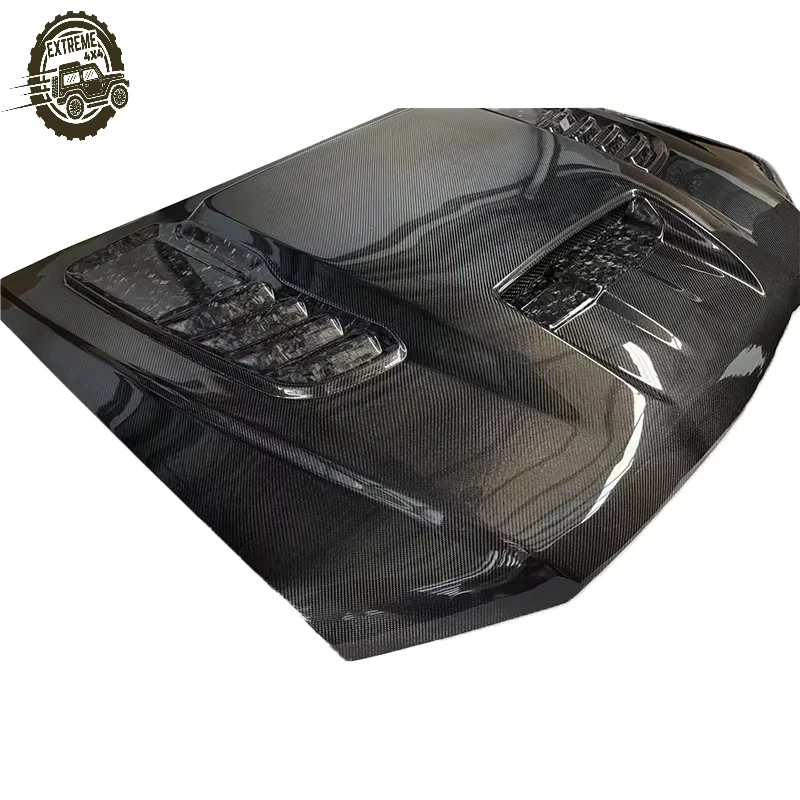 

Factory Wholesale Black Carbon Fiber Hood for Ranger T-Rex Style Universal Fitment Car Hood Cover