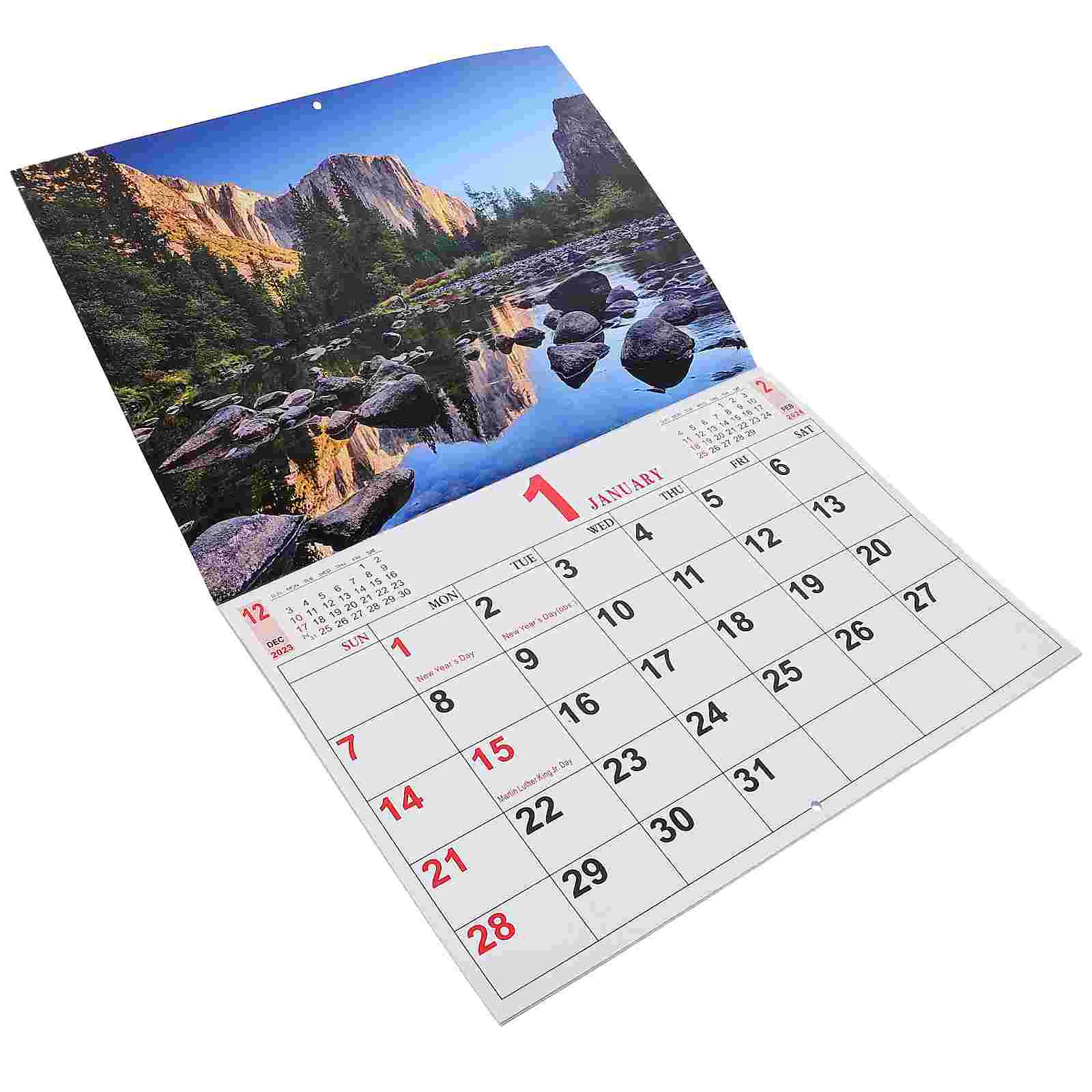 2024 Cross-border European and American English Landscape Photo Wall Calendar Holiday Hanging