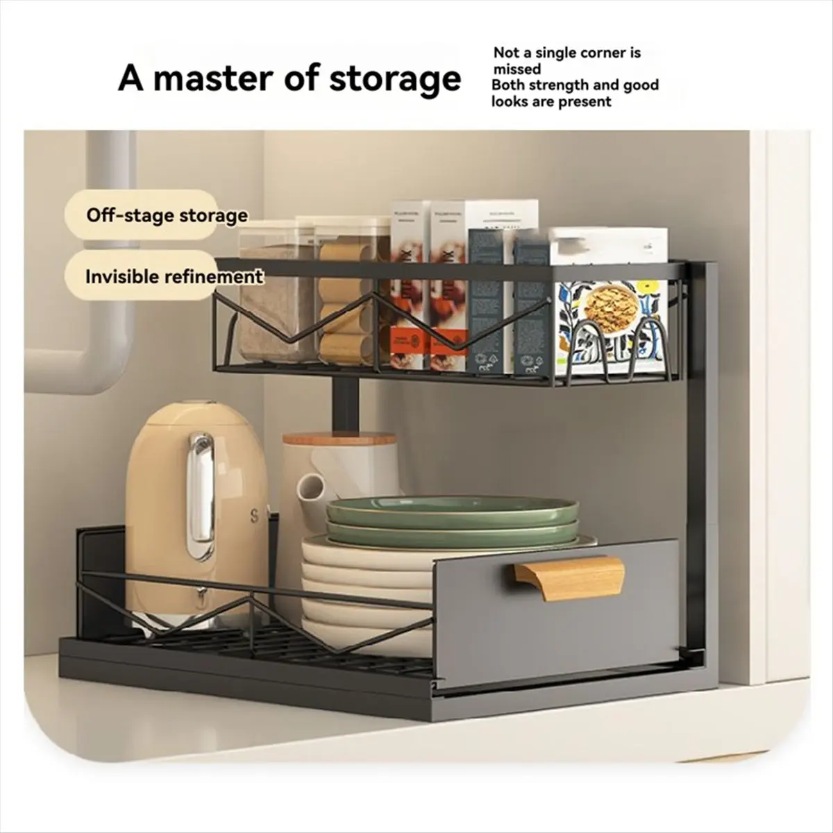 Nowe regały kuchenne z wysuwanymi szufladami, regały pod zlew, wielowarstwowe regały kuchenne, regały do szafek.