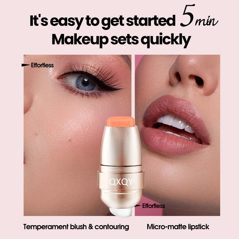 بودرة أحمر الشفاه للوجه، عصا أحمر الخدود الخفيفة، بودرة مكياج أحمر الخدود، ملمع الشفاه، ملمع الشفاه اثنان في واحد، مكياج متاح #4