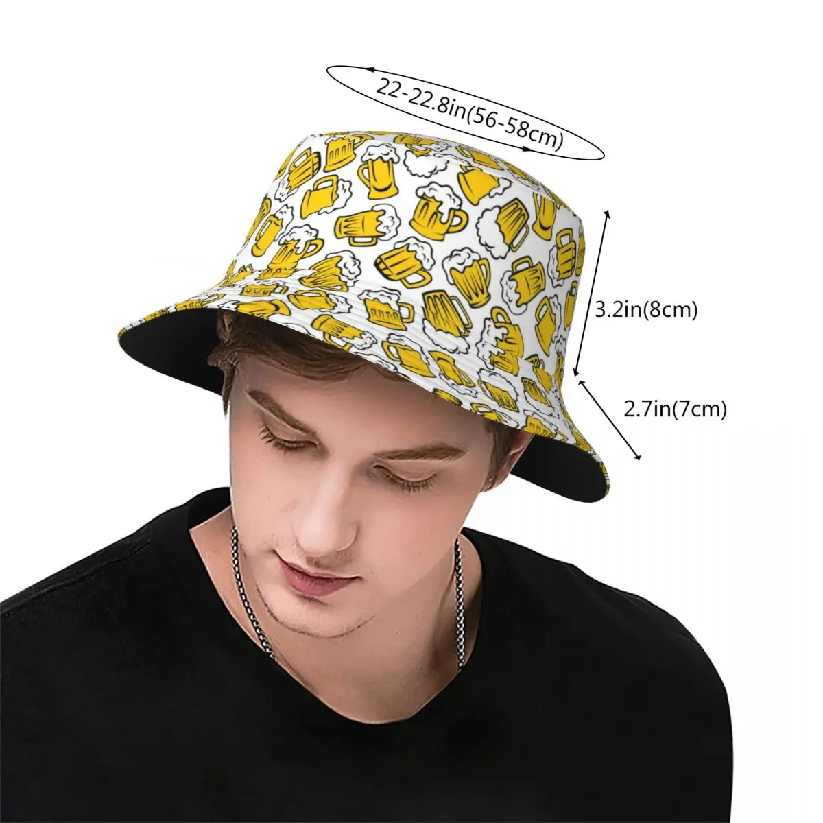 Beer Pattern Bucket Hat Spring Cute Pattern Fashion Fisherman Hats For Couple Soft Fold Vacation Caps Harajuku Design Sun Hats