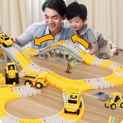 DIY Car Race Magic Rail Track Sets Brain Game Flexible Curved Creates Vehicles Toys Plastic Colored Railroad for Child's Gifts