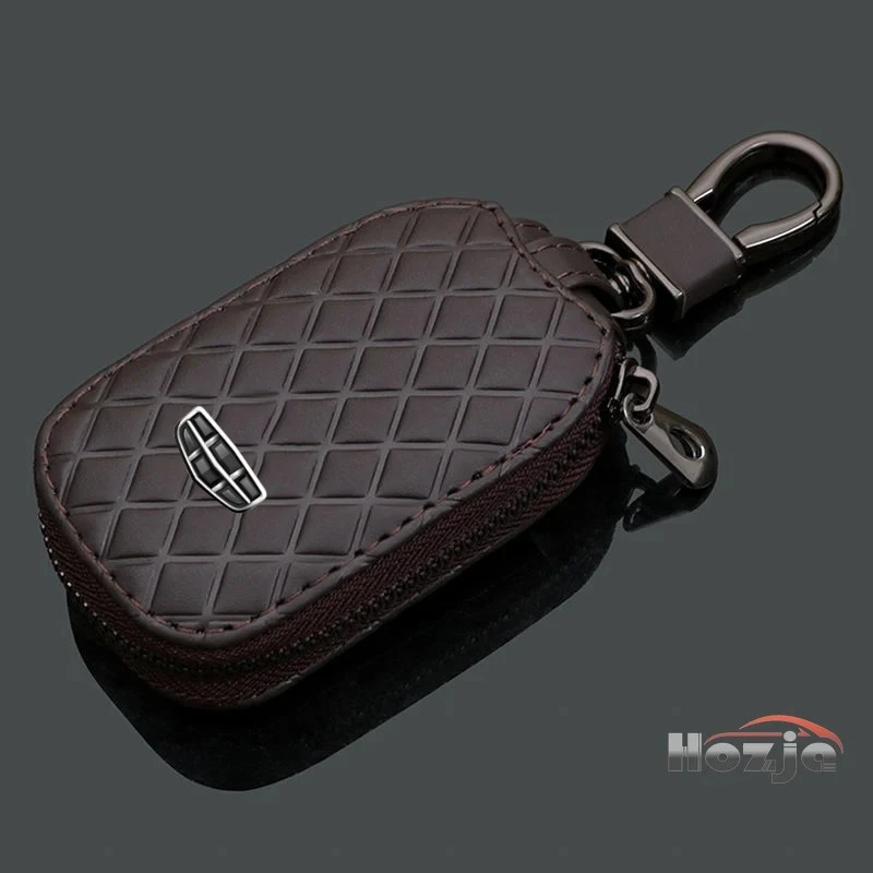 

Car Leather Zipper Key Case for Geely Coolray Atlas Monjaro ICON Okavango Preface Tugella Galaxy GX3 PRO Remote Storage Bag