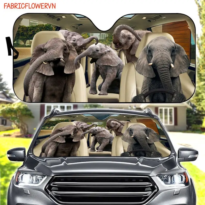 

Elephant Car Sunshade, Elephant Car Decoration, Elephant Windshield, Elephant Lovers Gift, Animal Car Sunshade, Gift For Mom, Gi