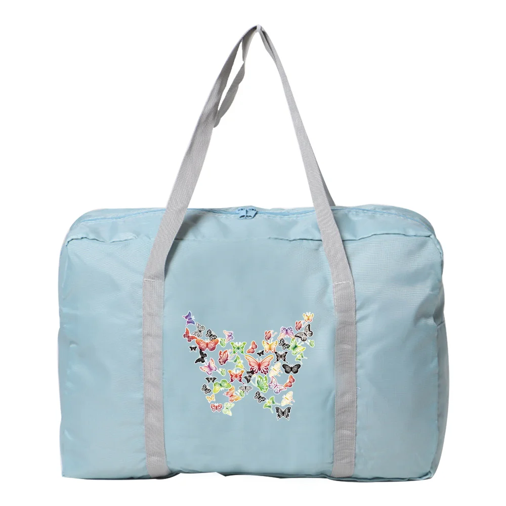 Bolso de viaje plegable de gran capacidad para mujer, bolsa de equipaje de mano, organizador de fin de semana, almacenamiento de ropa, bolsas de viaje de nailon, mariposa