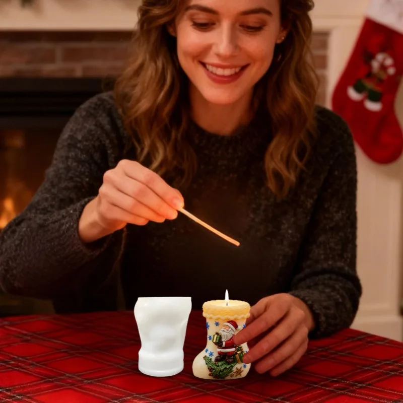 

Силиконовая форма для свечей в виде рождественского чулка, гибкая, многоразовая, легко извлекаемая, для детей и начинающих