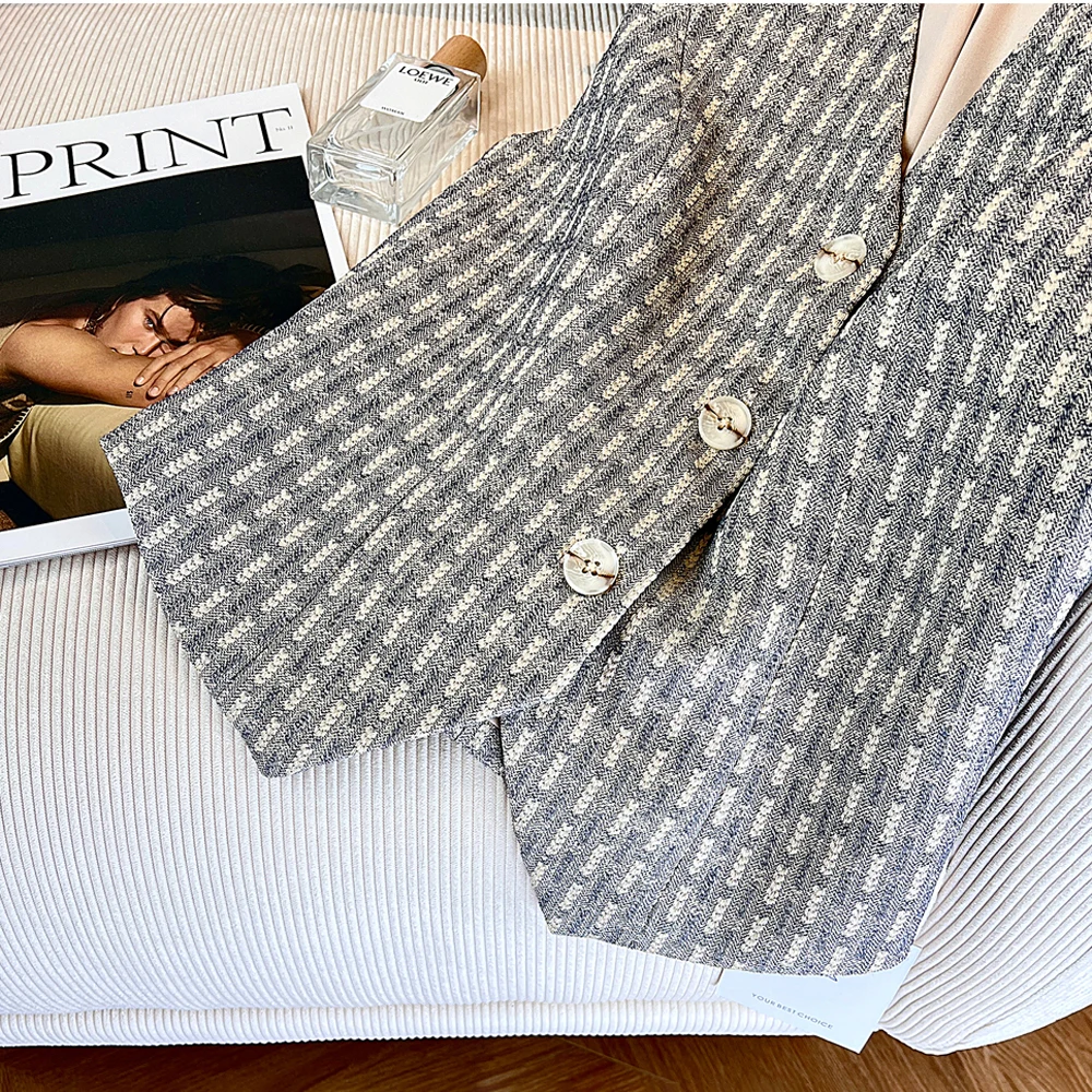 Faionable الراقية الرجعية منقوشة سترة Jaet الرجال النساء الخريف الراقية الشعور أناقة ملابس خارجية طبقات Svel أعلى #3