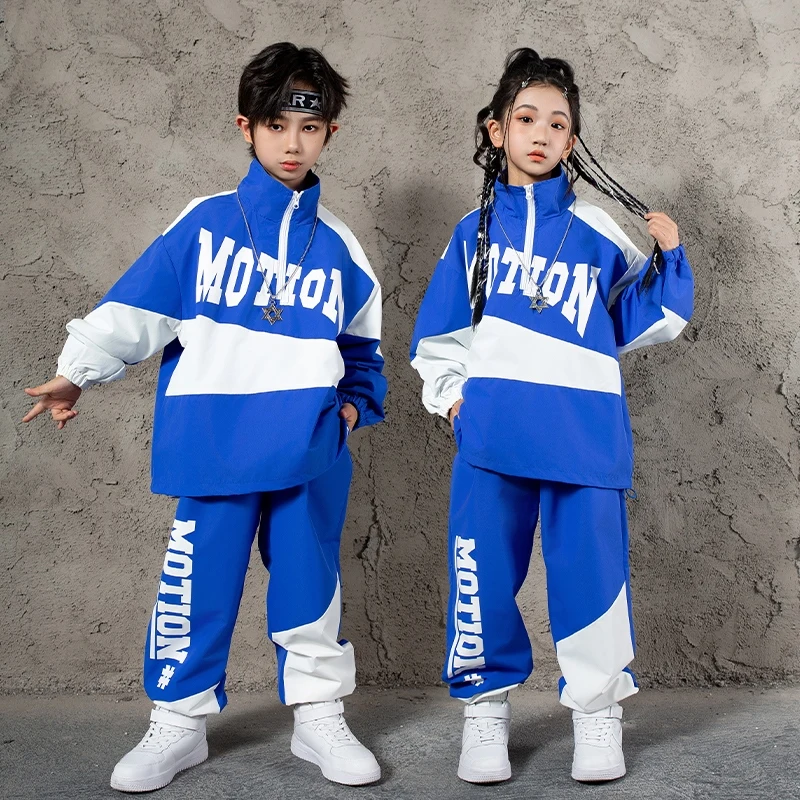 Terno esportivo de dança de salão infantil, roupa de dança de rua para meninos e meninas, fantasia de dança de jazz, roupas legais de hip hop dw10348