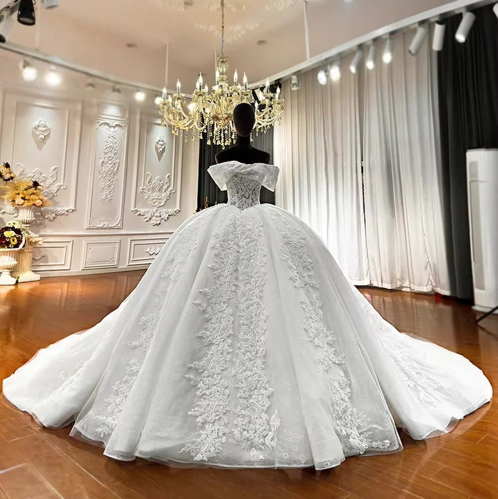 Customized Gorgeous Off The Shoulder Straps Lace Bridal Dresses Ball Gown Amanda Novias Official