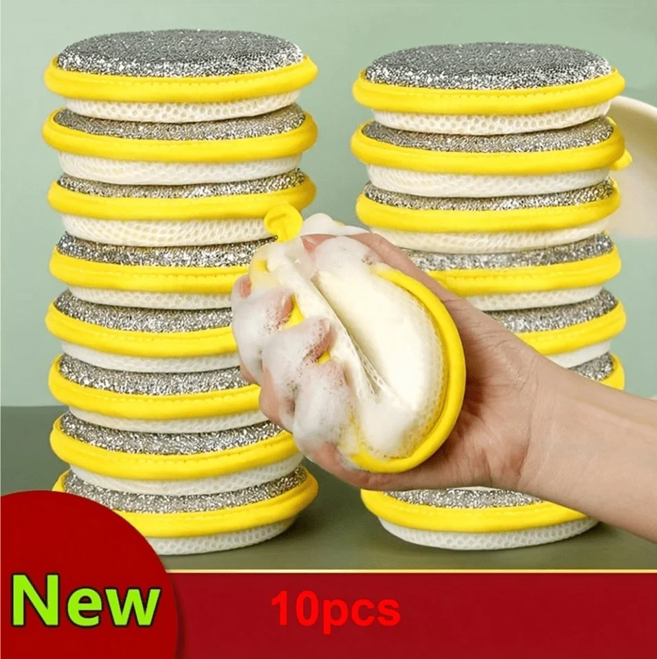 10 Uds esponja de doble cara cepillo de esponja para lavavajillas de cocina