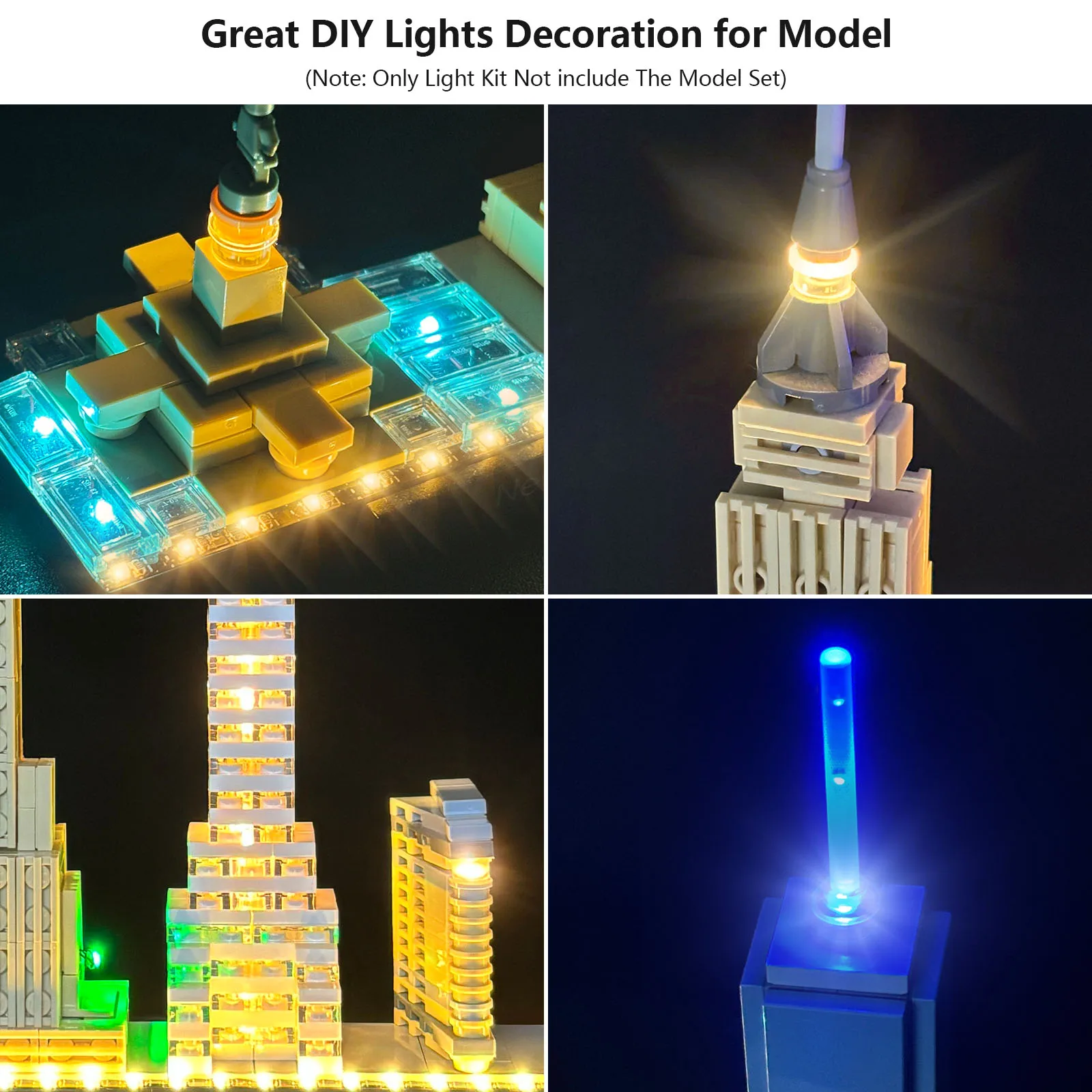 LYBMTWF LED-verlichtingsset Compatibel met Lego 21028 New York City bouwsteenstenen (exclusief de modelstenen)
